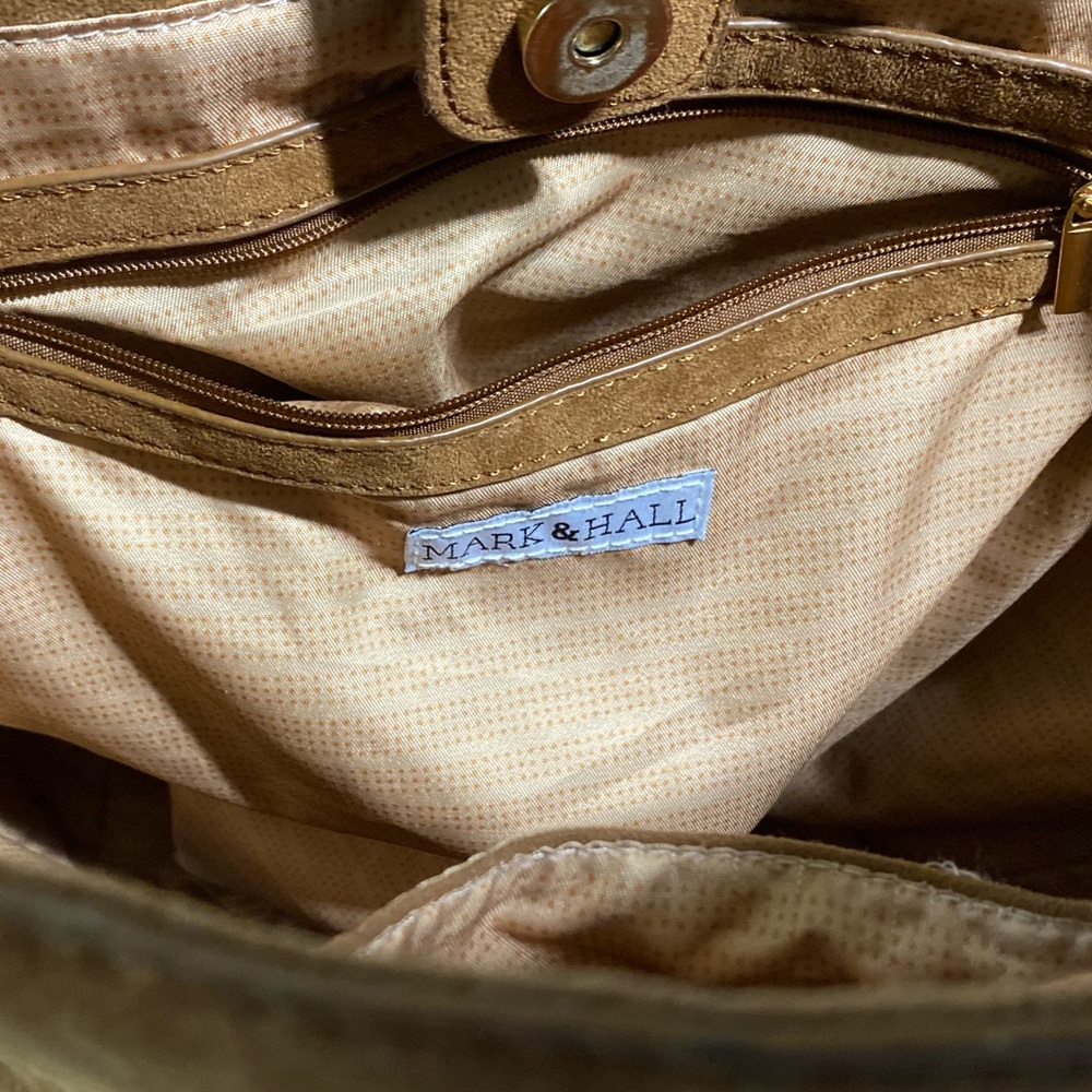 ❤️❤️❤️Mark & Hall Y2K Large Oversized Brown & Black Leather Suede Shoulder Tote - Picture 5 of 11